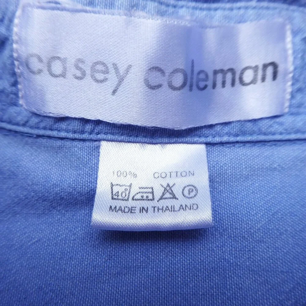 Vintage Casey Coleman Embroidered Shirt Sea Aquarium Light Blue Seahorse Fish XL